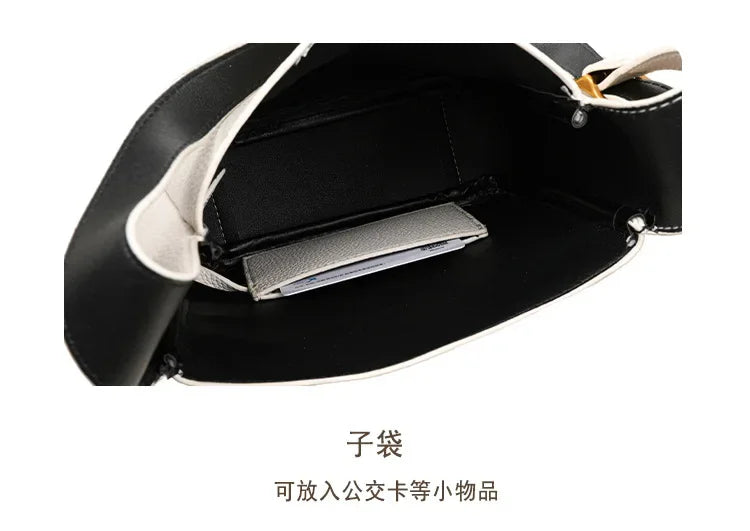 2025 Leather All-in-one Yang Shilin Ladies Armpit Bucket Bag Fashion Rose with The Same Shoulder Bag for Women