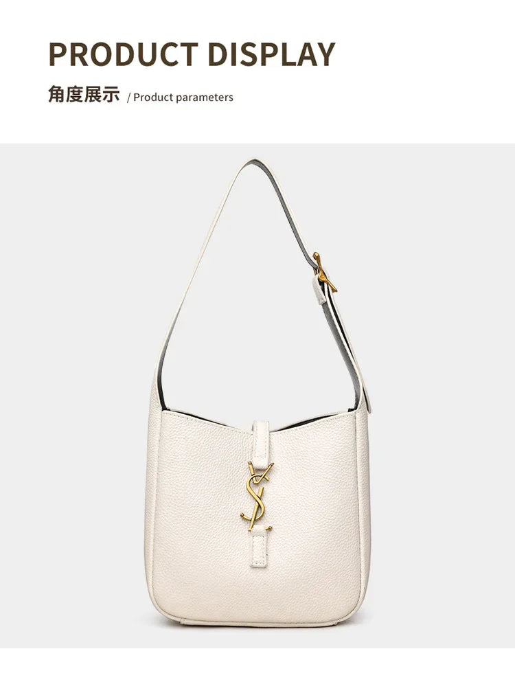 2025 Leather All-in-one Yang Shilin Ladies Armpit Bucket Bag Fashion Rose with The Same Shoulder Bag for Women