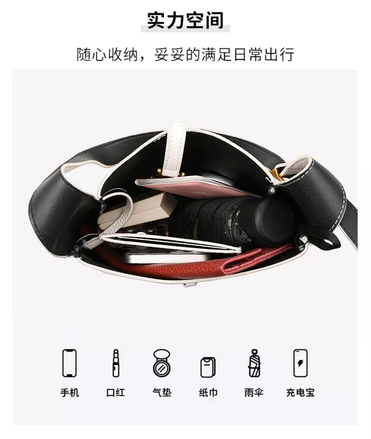 2025 Leather All-in-one Yang Shilin Ladies Armpit Bucket Bag Fashion Rose with The Same Shoulder Bag for Women