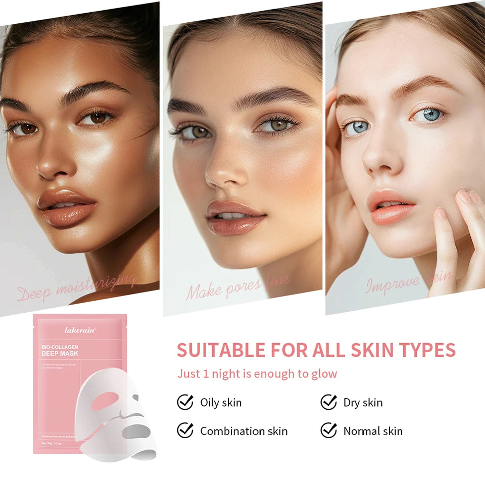 Bio-Collagen Deep Face Mask Shrink Pores Deep Hydrating Overnight Mask Moisturizing Refreshing Brightening Face Skin Care