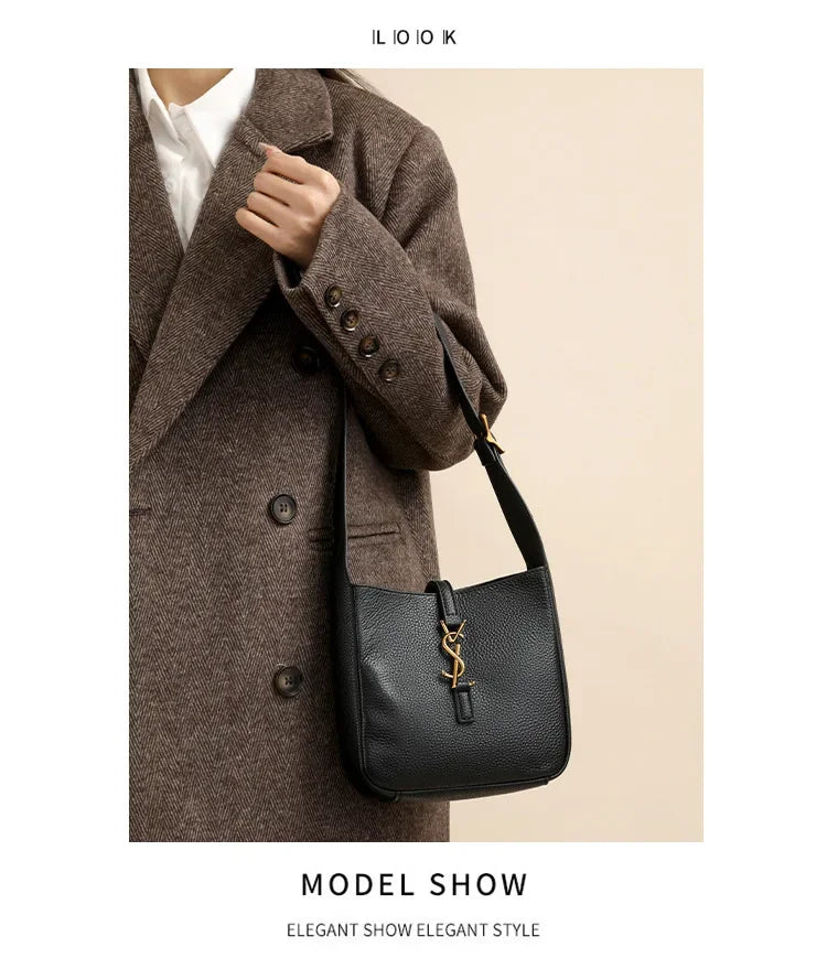 2025 Leather All-in-one Yang Shilin Ladies Armpit Bucket Bag Fashion Rose with The Same Shoulder Bag for Women